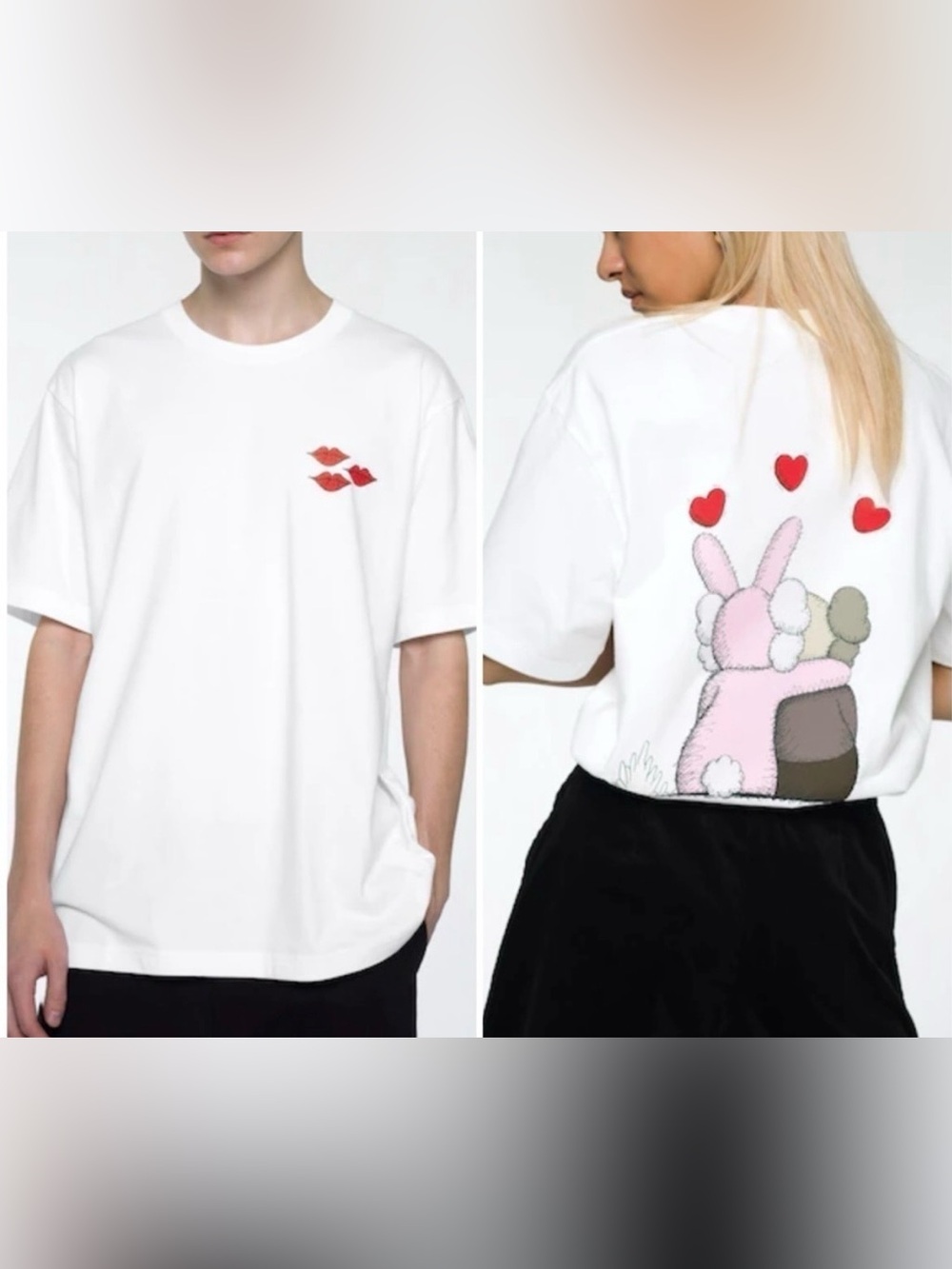 Uniqlo Kaws + Warhol Hearts Lips Unisex Artsy Kitschy Preppy Streetwear Tee M
